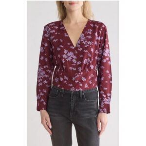 Madewell V-Neck‎ Button-Front floral Shirt Size Small